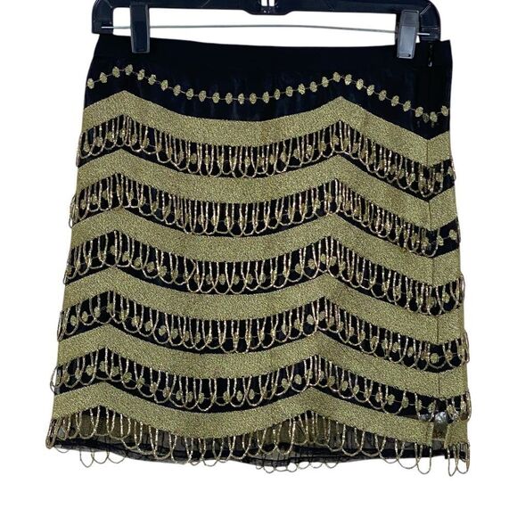 What Goes Around Comes Around Black Gold Bead Mini Skirt Sz S NWOT - Picture 1 of 12